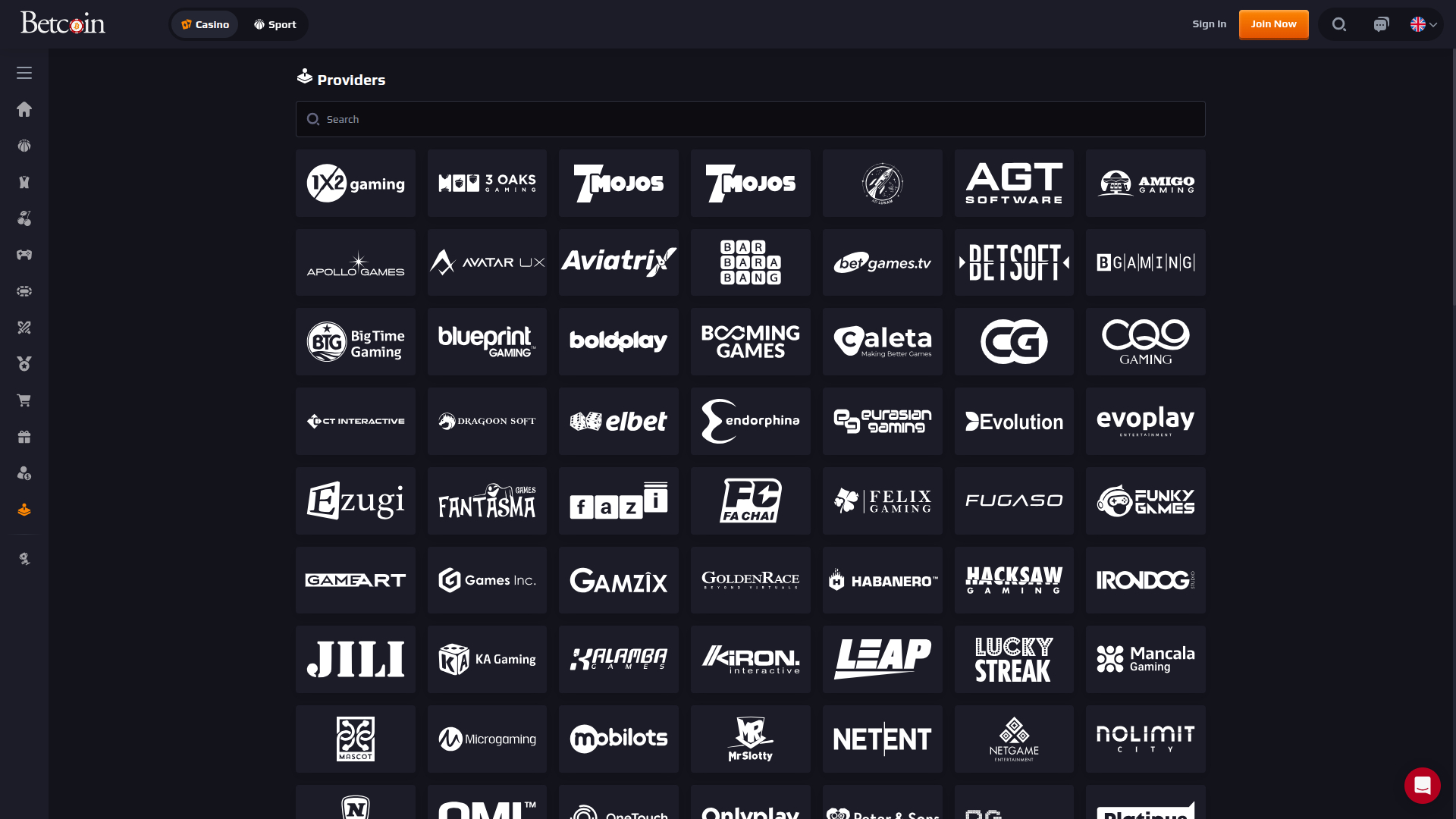 Desarrolladores de juegos de escritorio de Betcoin Casino