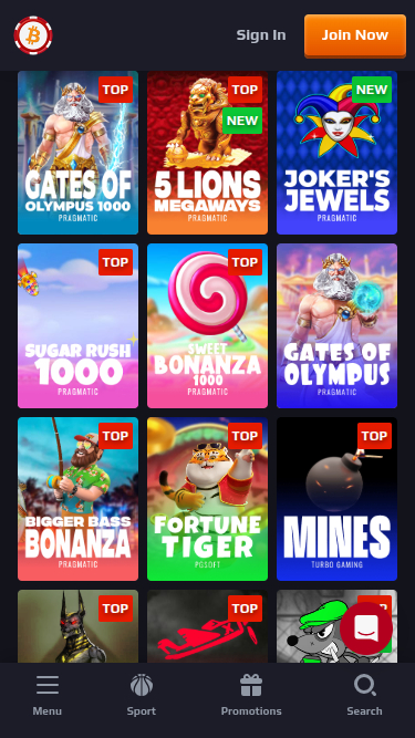 Juegos móviles de Betcoin Casino
