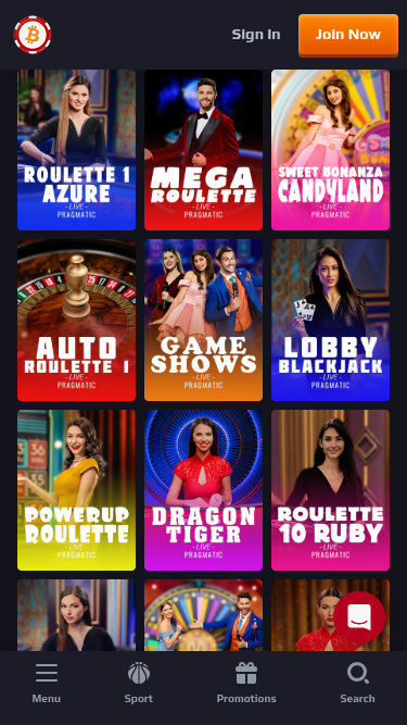 Crupier en vivo móvil de Betcoin Casino