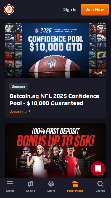 Promociones móviles de Betcoin Casino