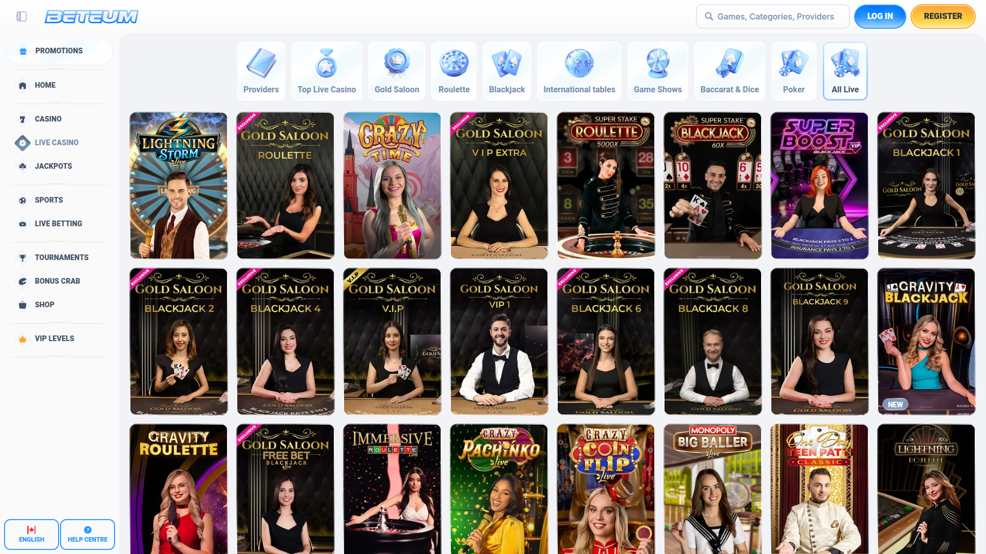 Crupier en vivo de escritorio de Beteum Casino