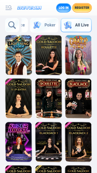 Crupier en vivo móvil de Beteum Casino