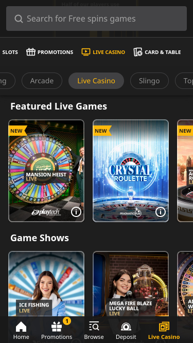 Casino mobile Betfair avec croupier en direct