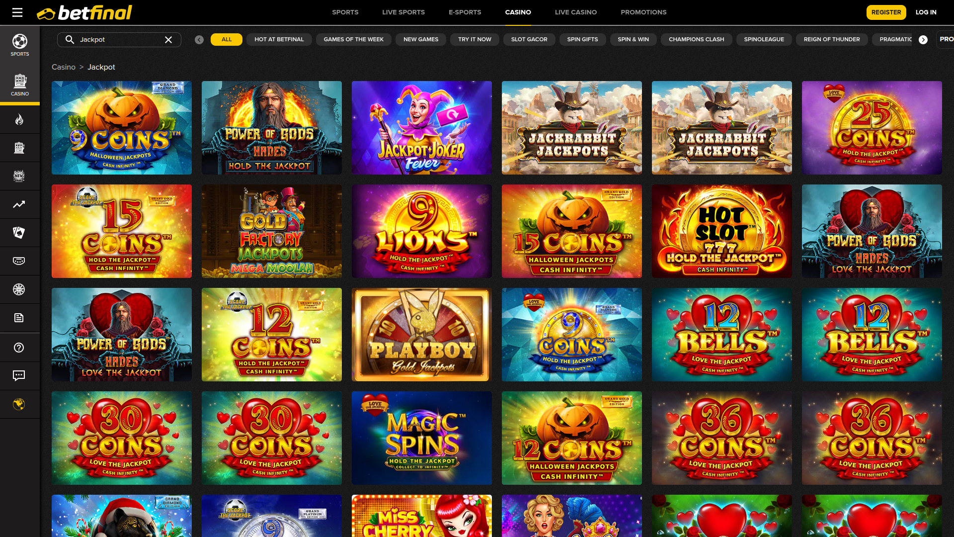 Jackpot sur bureau de BetFinal Casino