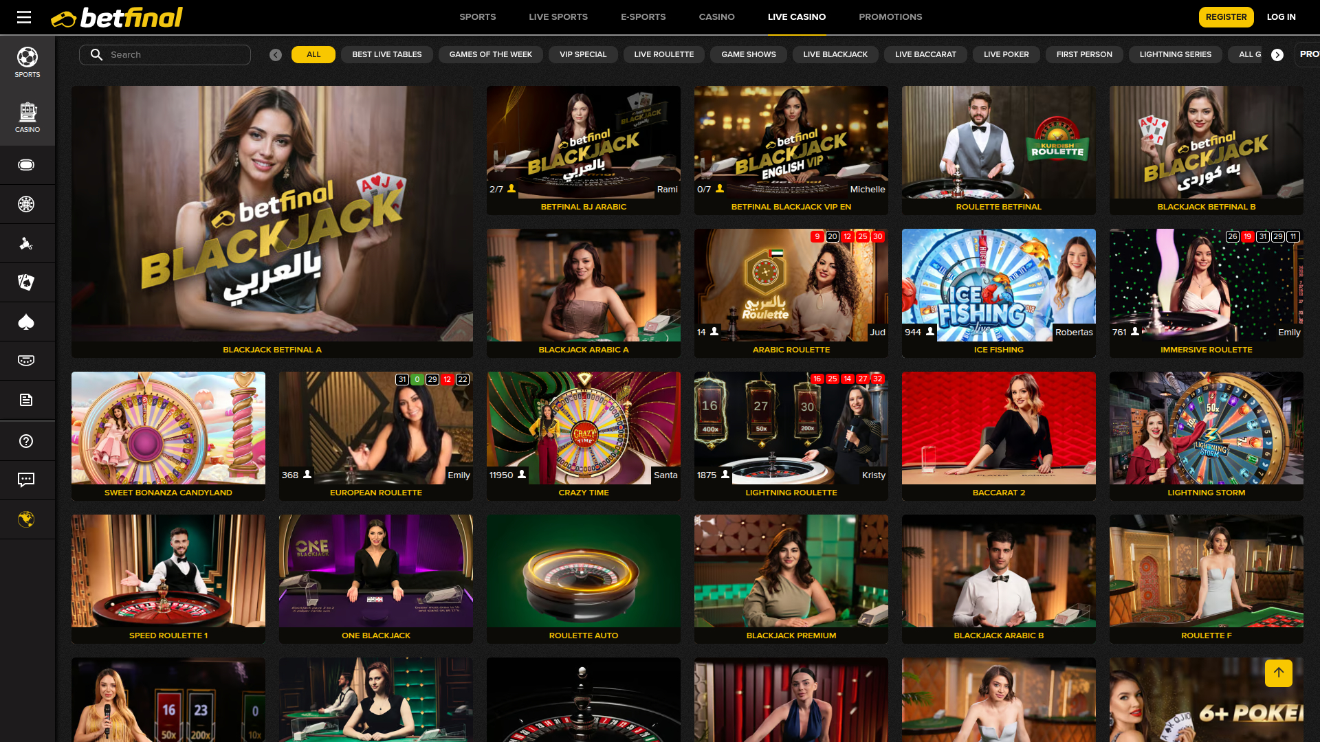 Croupier en direct sur bureau de BetFinal Casino