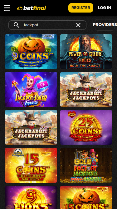 Jackpot mobile de BetFinal Casino