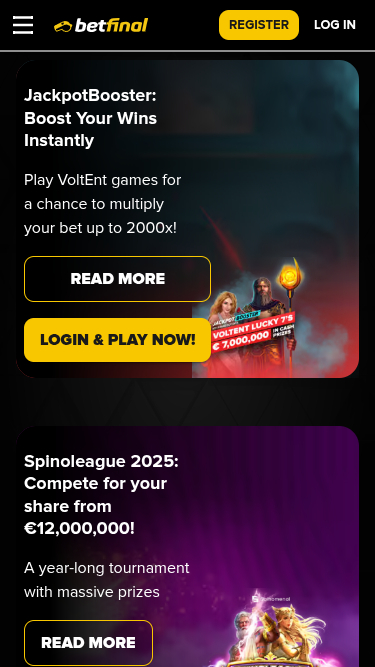 Promotions mobiles de BetFinal Casino