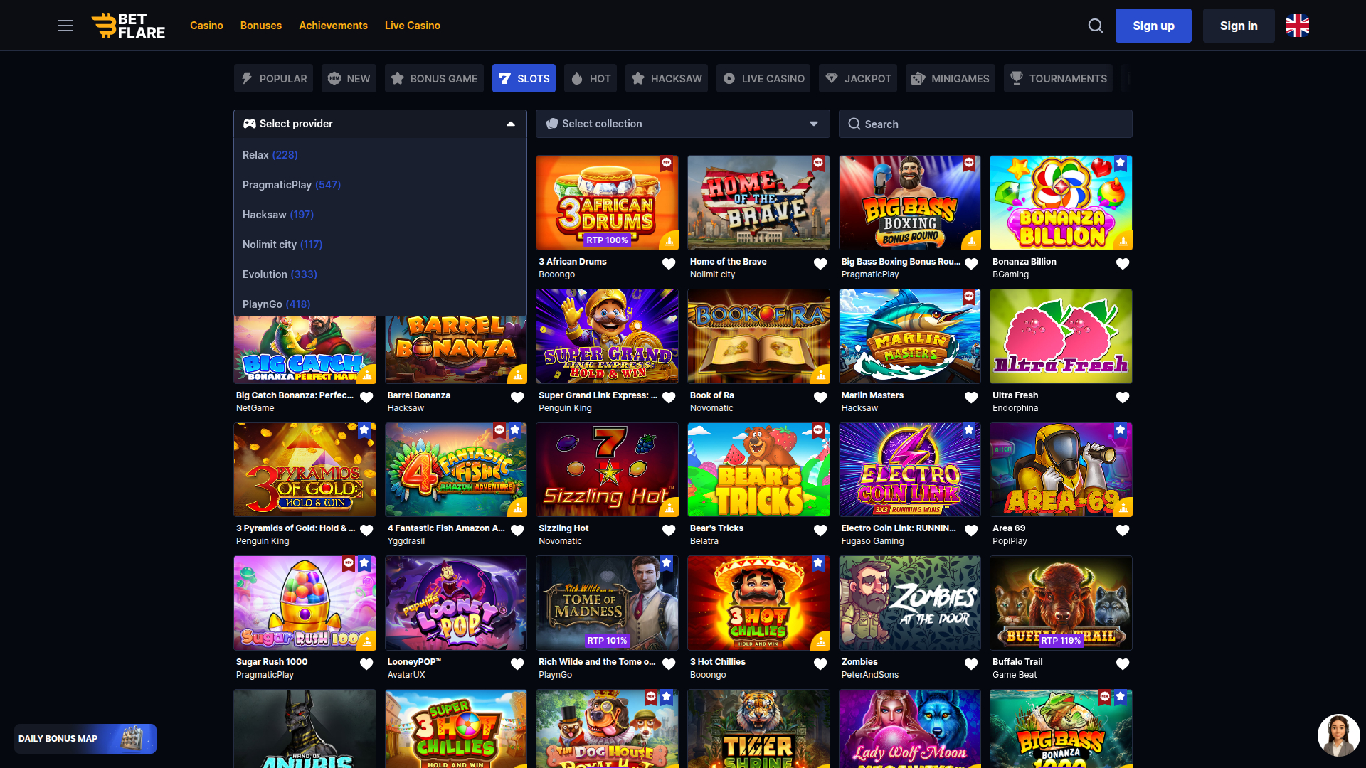 Betflare Casino Desktop Game Developers
