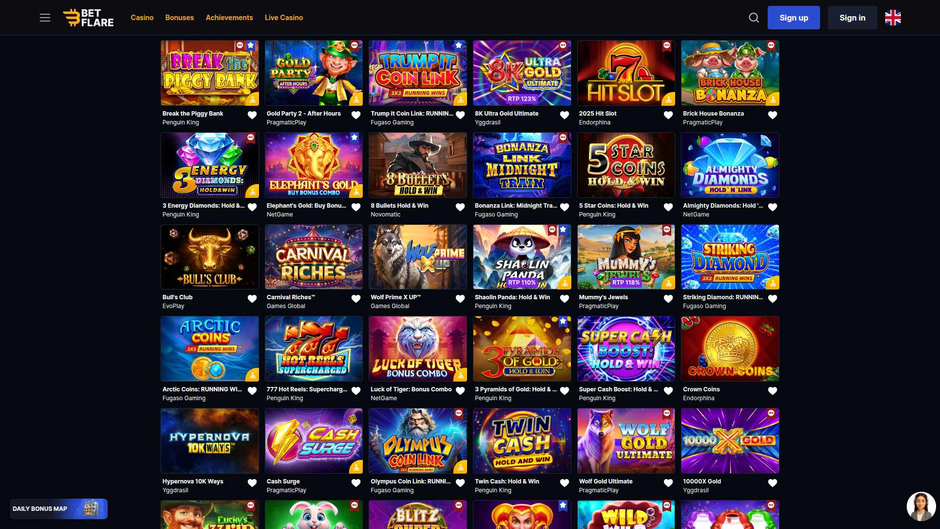 Betflare Casino Desktop Jackpot
