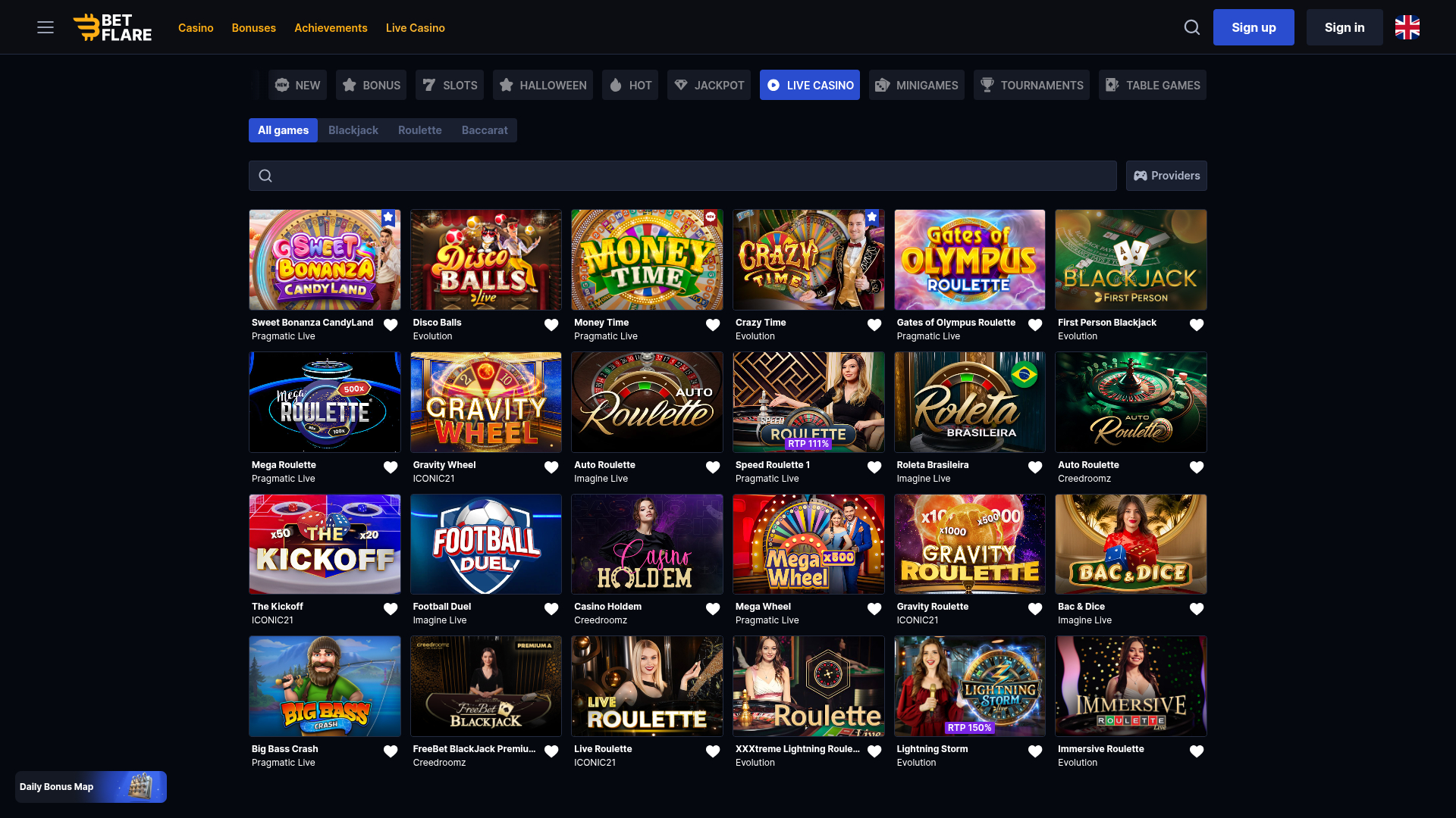 Живой дилер на ПК в Betflare Casino
