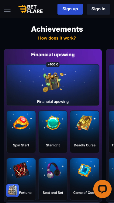Betflare Casino Mobile Achievements
