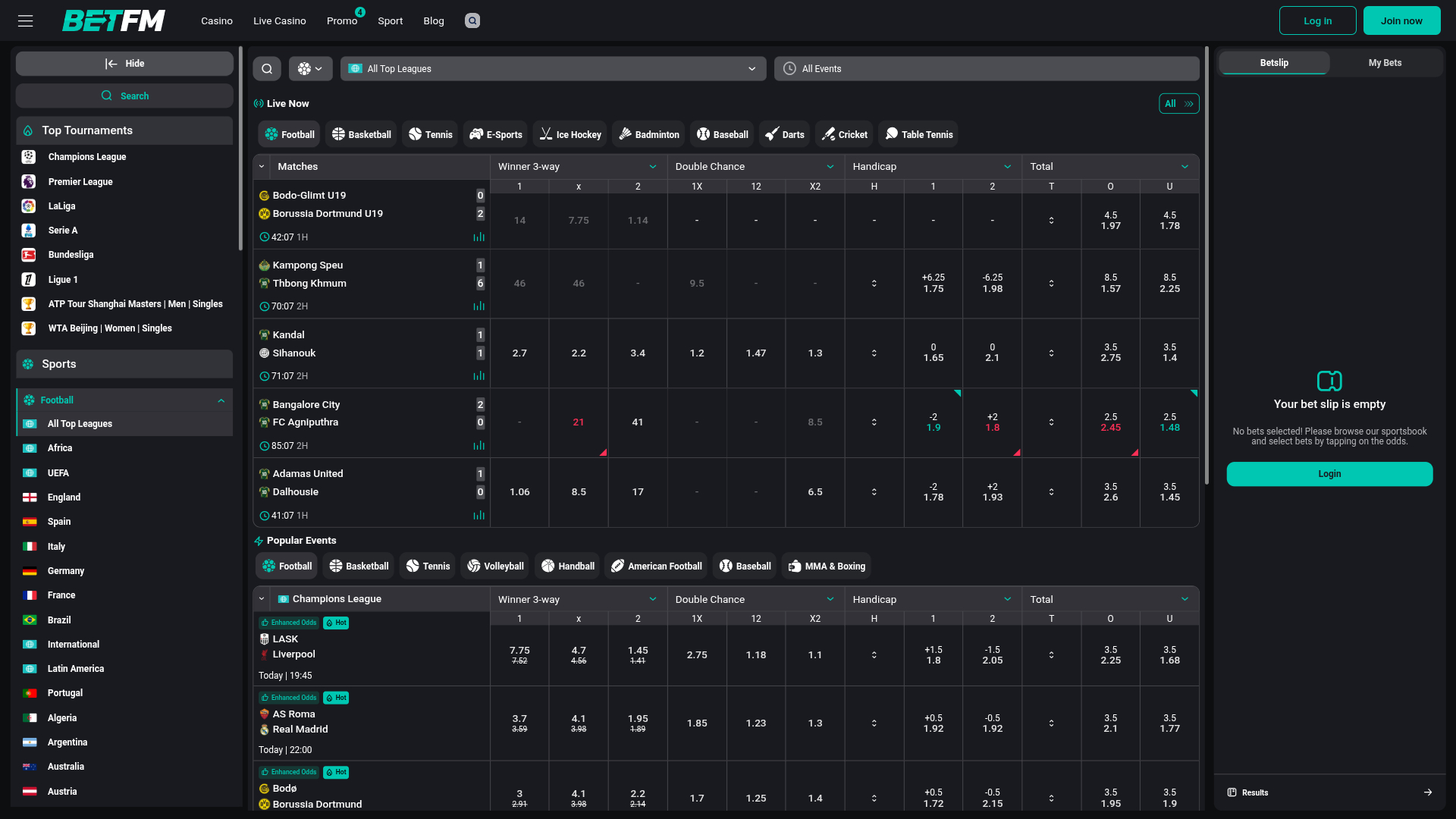 Betfm Casino Desktop Sports