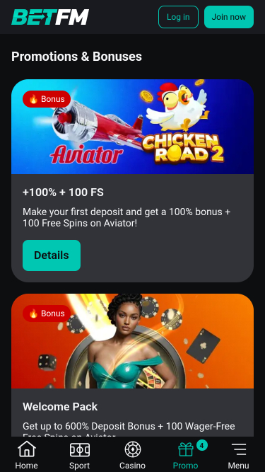 Betfm Casino Mobile Promotions