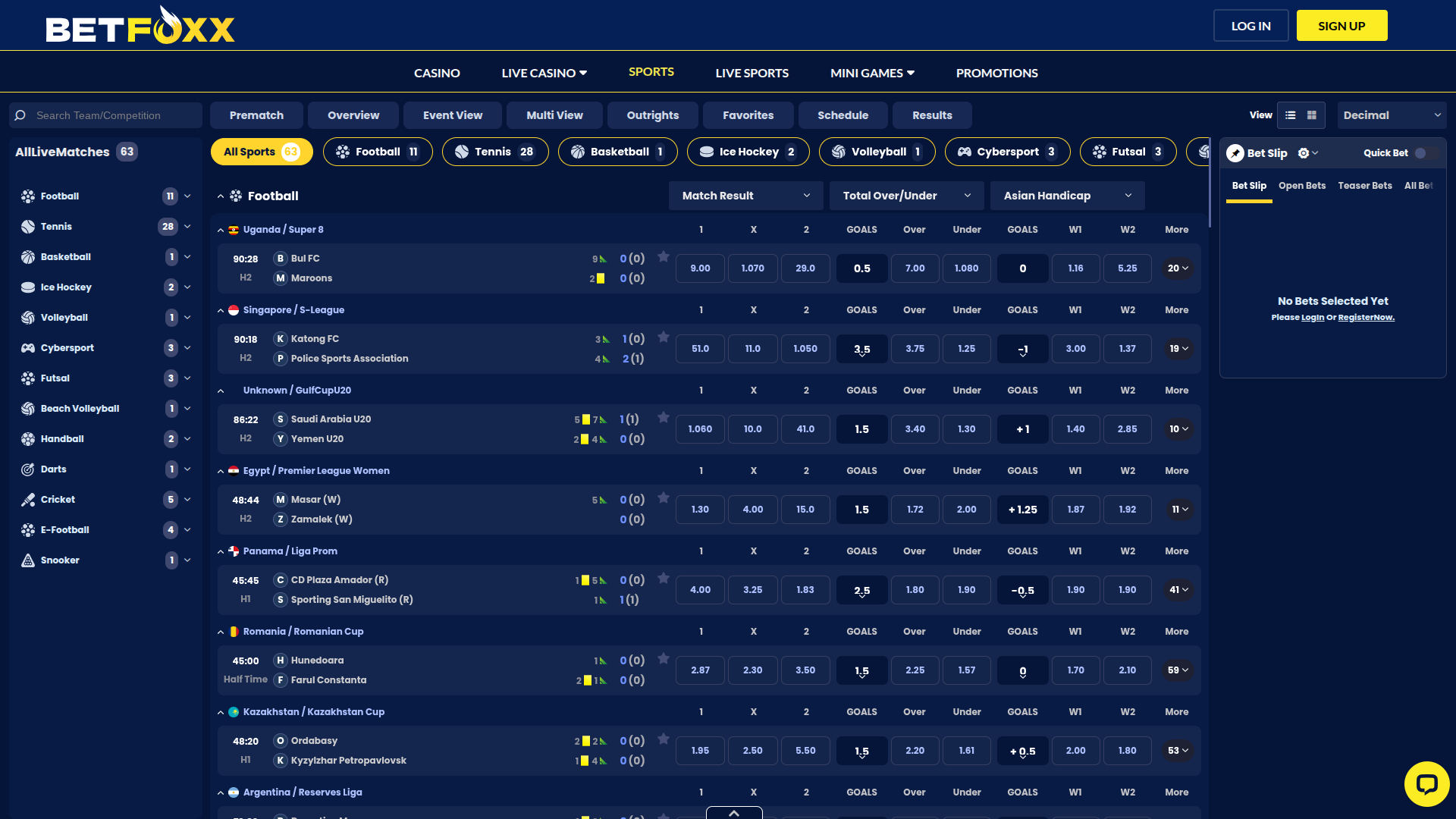 Sports sur bureau de BetFoxxx Casino