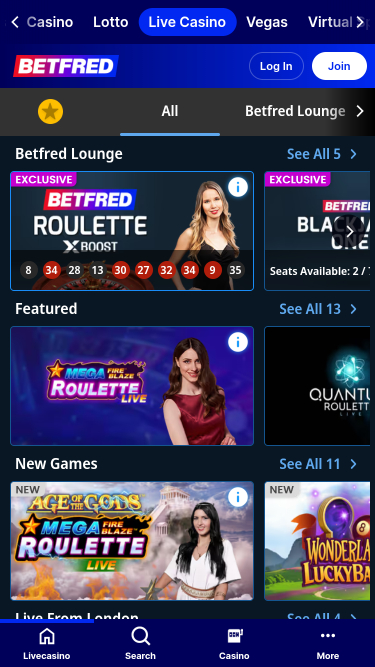 Betfred Casino Mobile Live Dealer