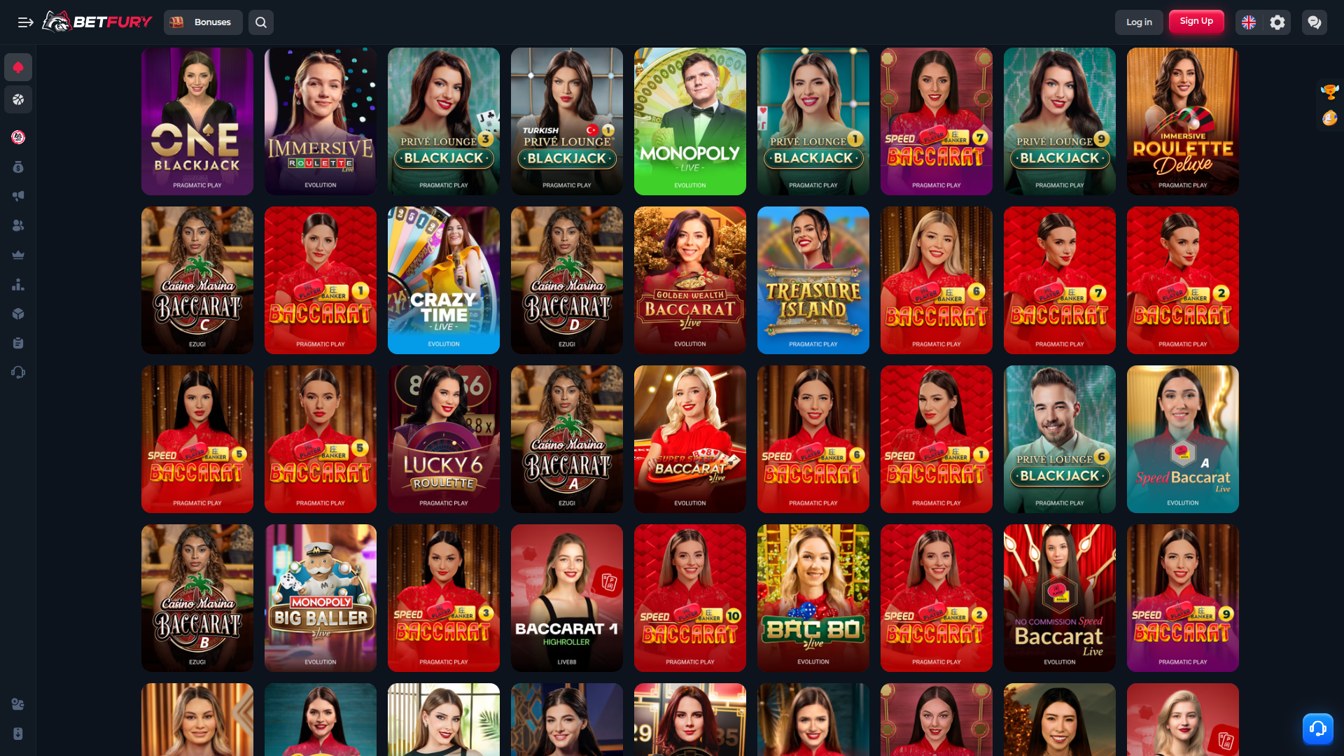 Croupier en direct sur ordinateur de BetFury Casino