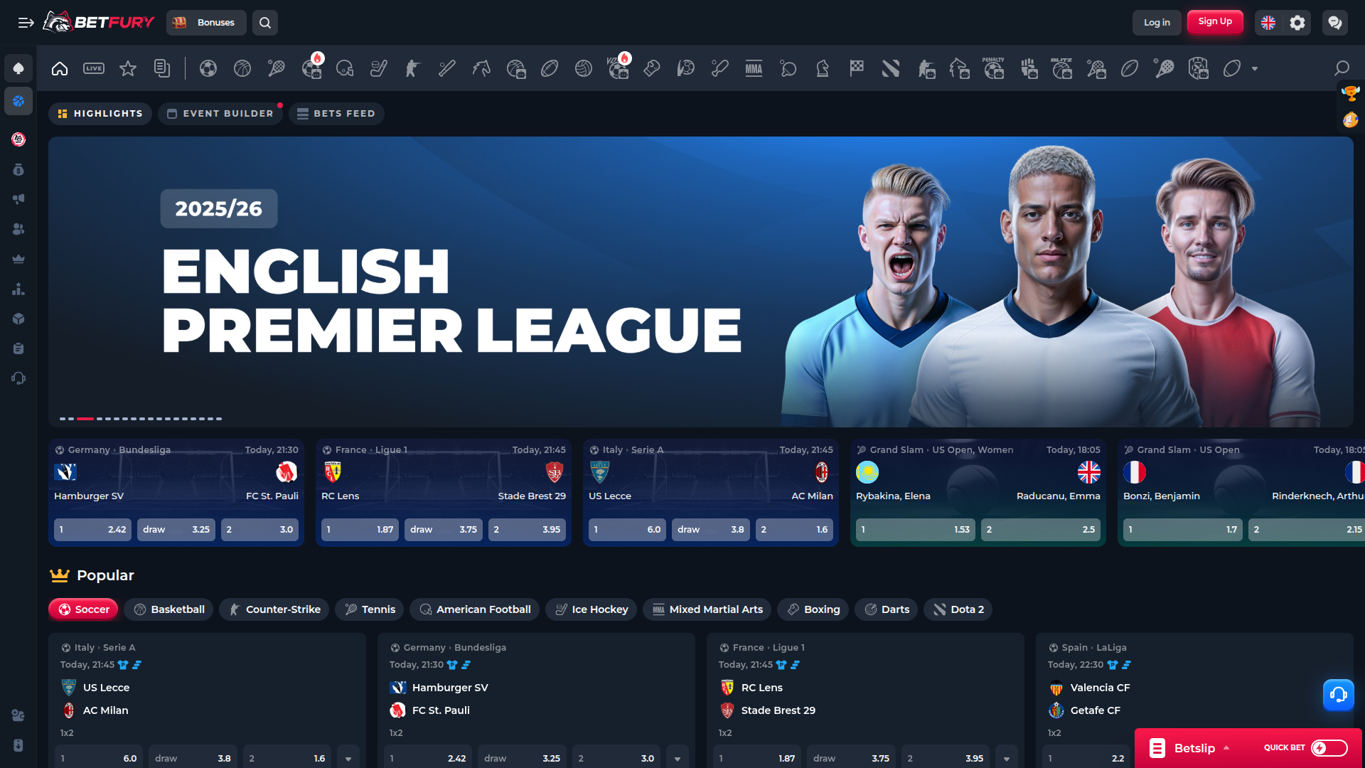 Sports sur ordinateur de BetFury Casino