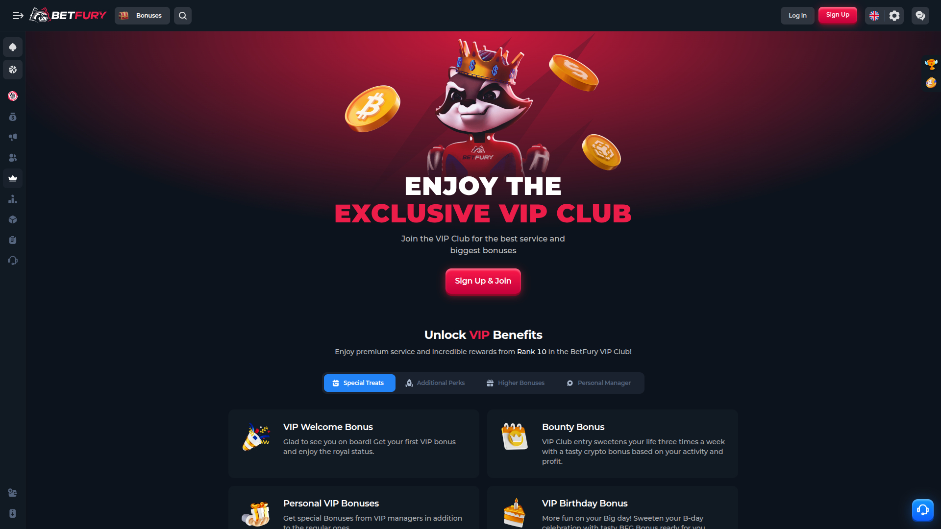 Programme VIP de bureau BetFury Casino