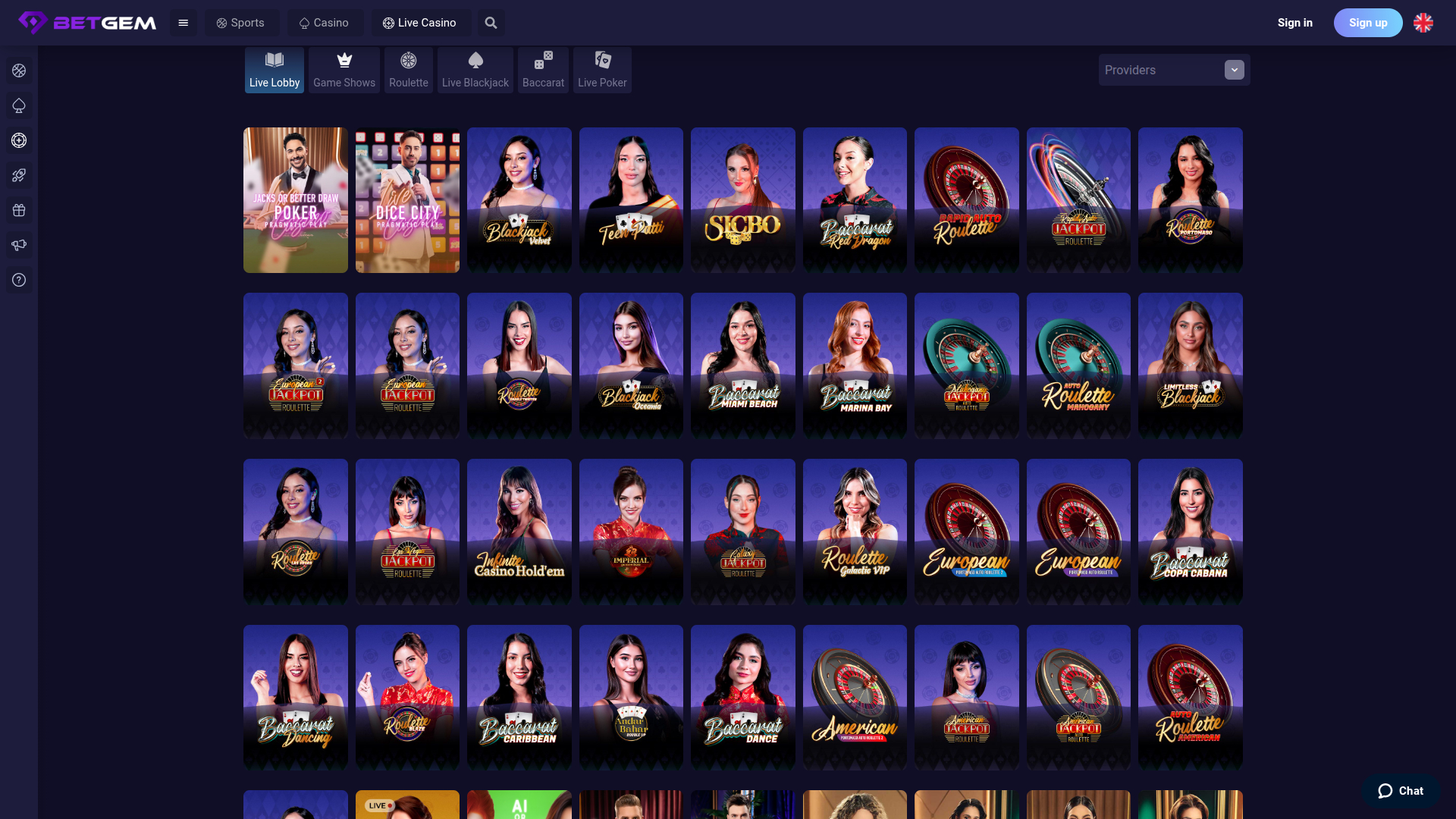 Croupier en direct sur ordinateur de BetGem Casino