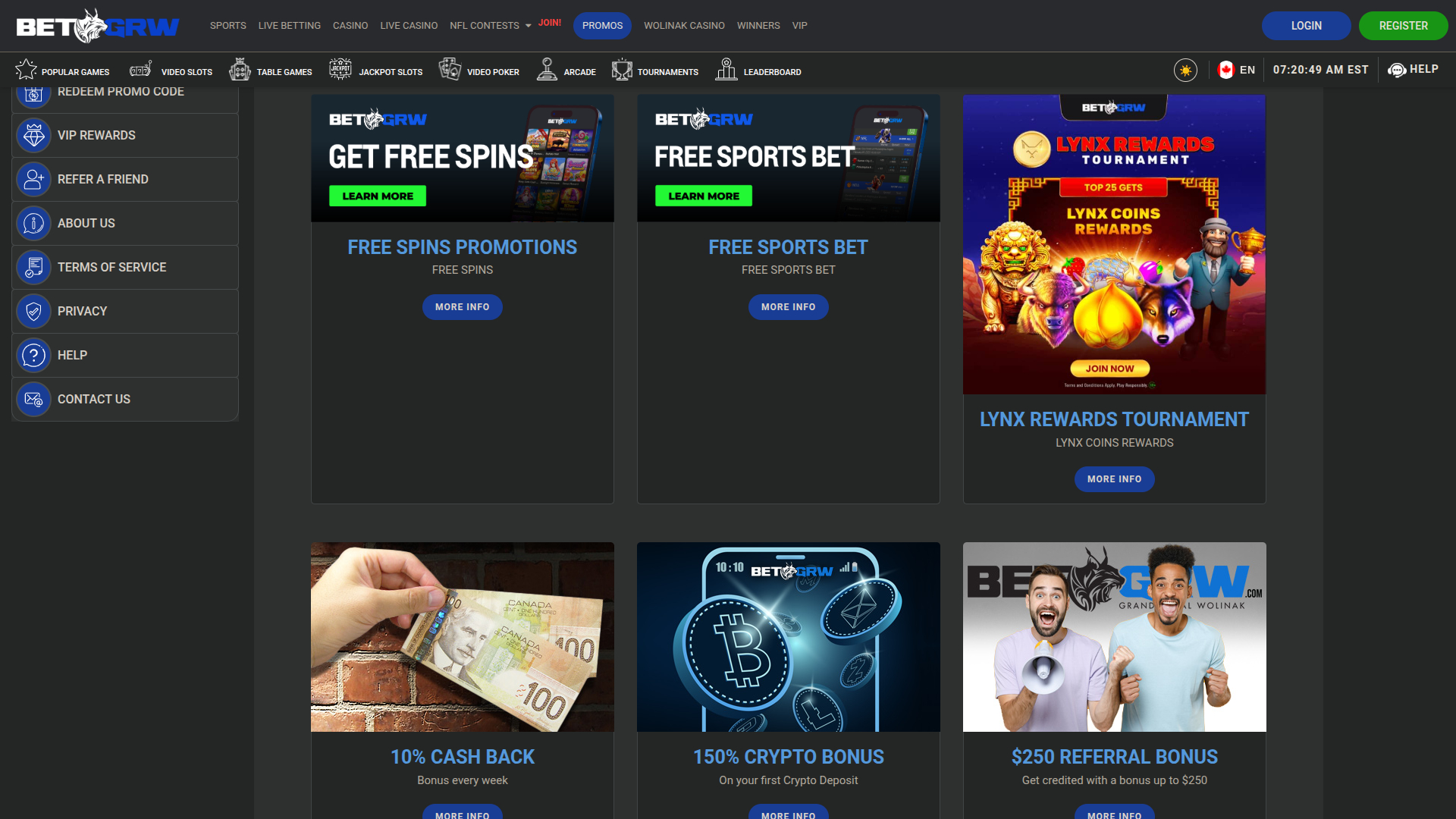 Promotions sur ordinateur de BetGrw Casino
