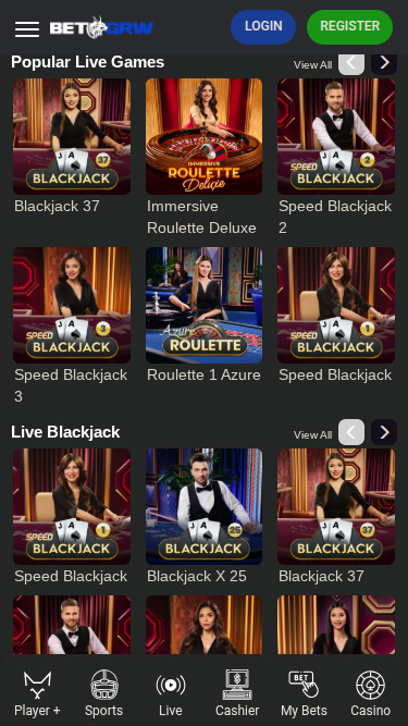 Croupier en direct mobile de BetGrw Casino