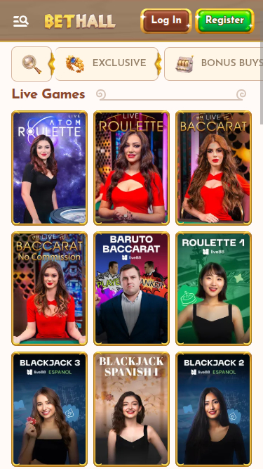 Live dealer mobile di BetHall Casino