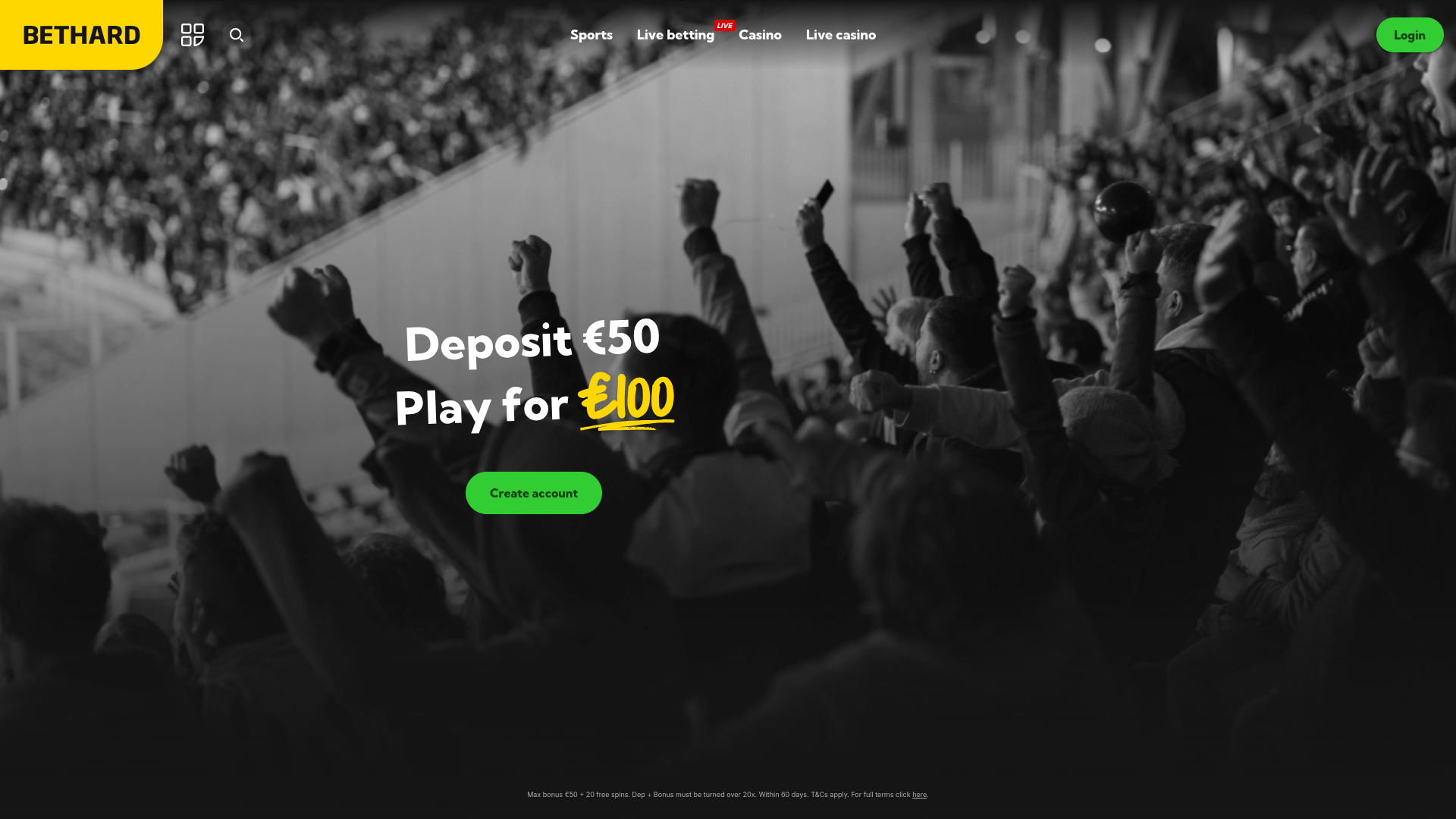 Page d'accueil de bureau de BetHard Casino