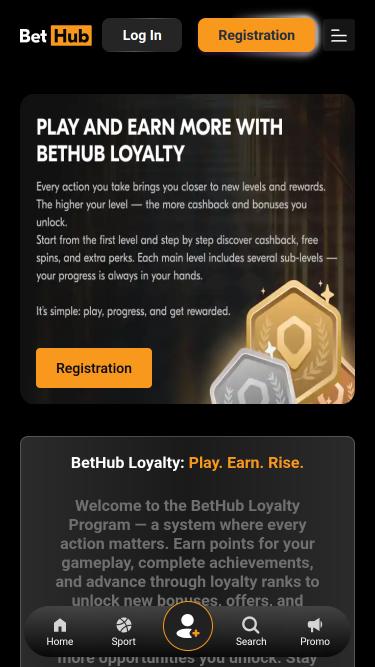 Page mobile VIP du casino BetHub