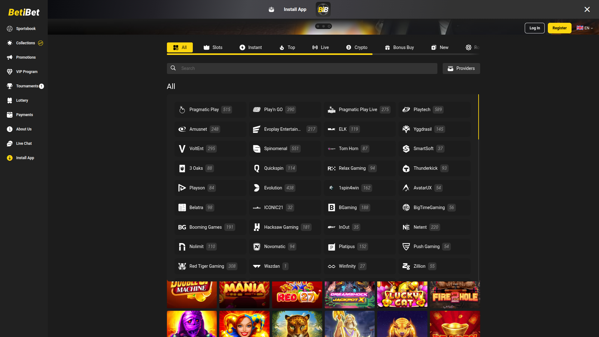 Développeurs de jeux sur ordinateur de Beti Bet Casino