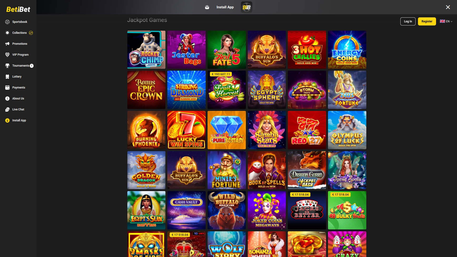 Jackpot sur ordinateur de Beti Bet Casino