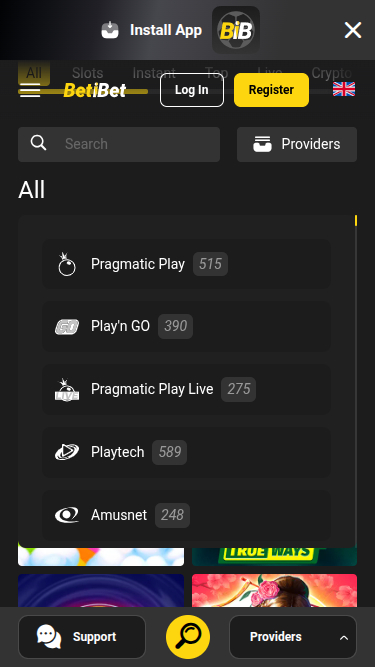 Développeurs de jeux mobiles de Beti Bet Casino