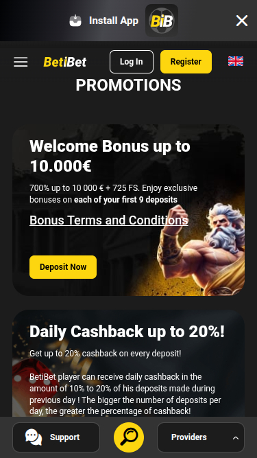 Promotions mobiles de Beti Bet Casino