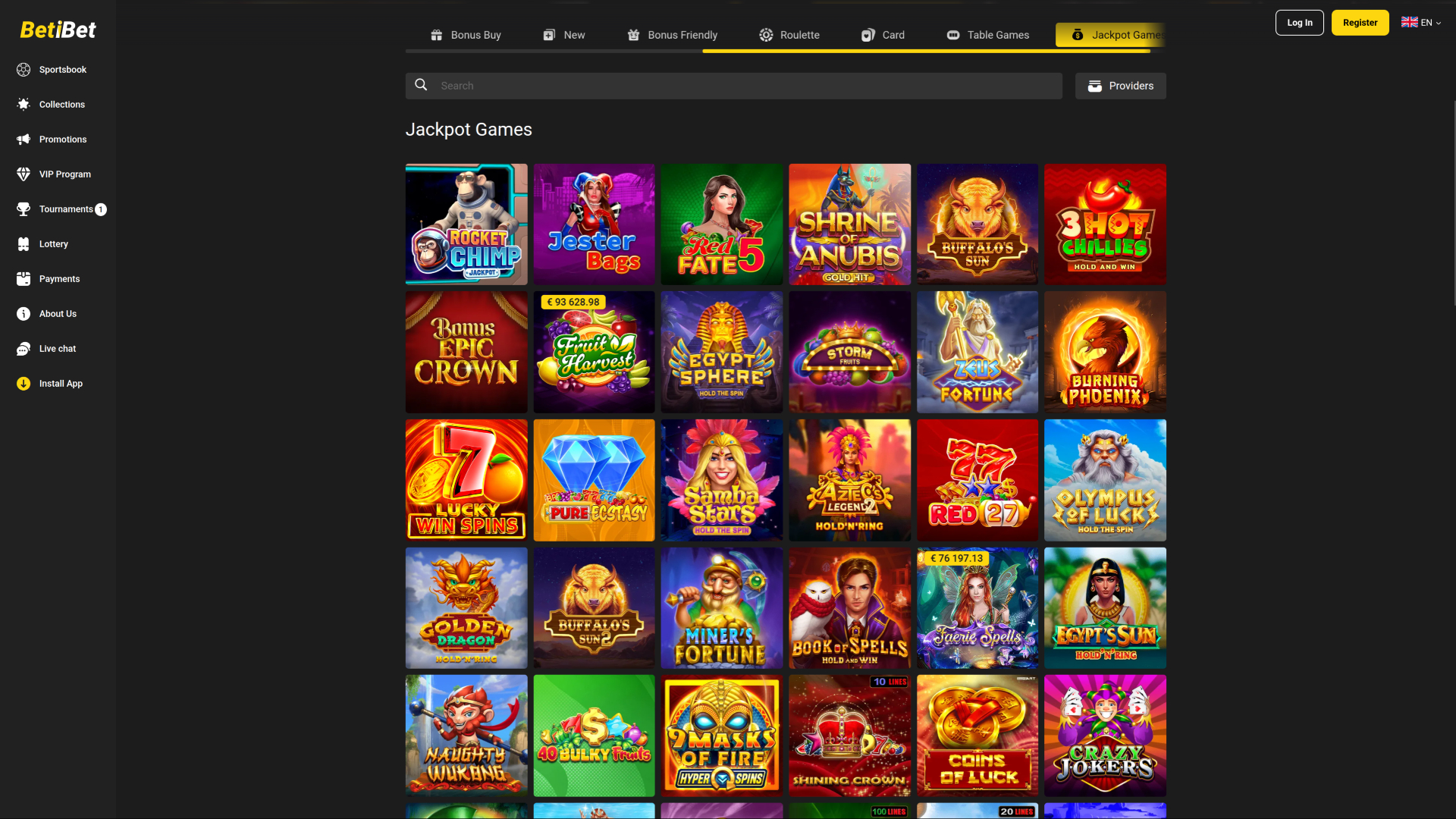 BETiBET Casino Desktop Jackpot