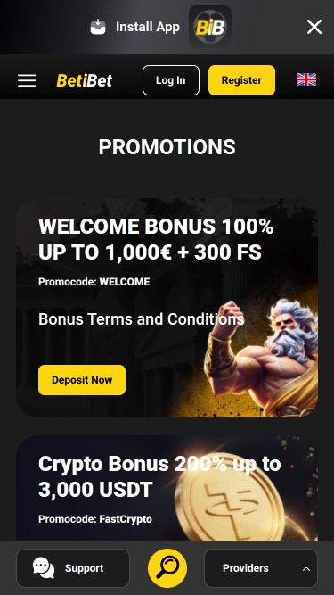 BETiBET Casino Mobile-Aktionen