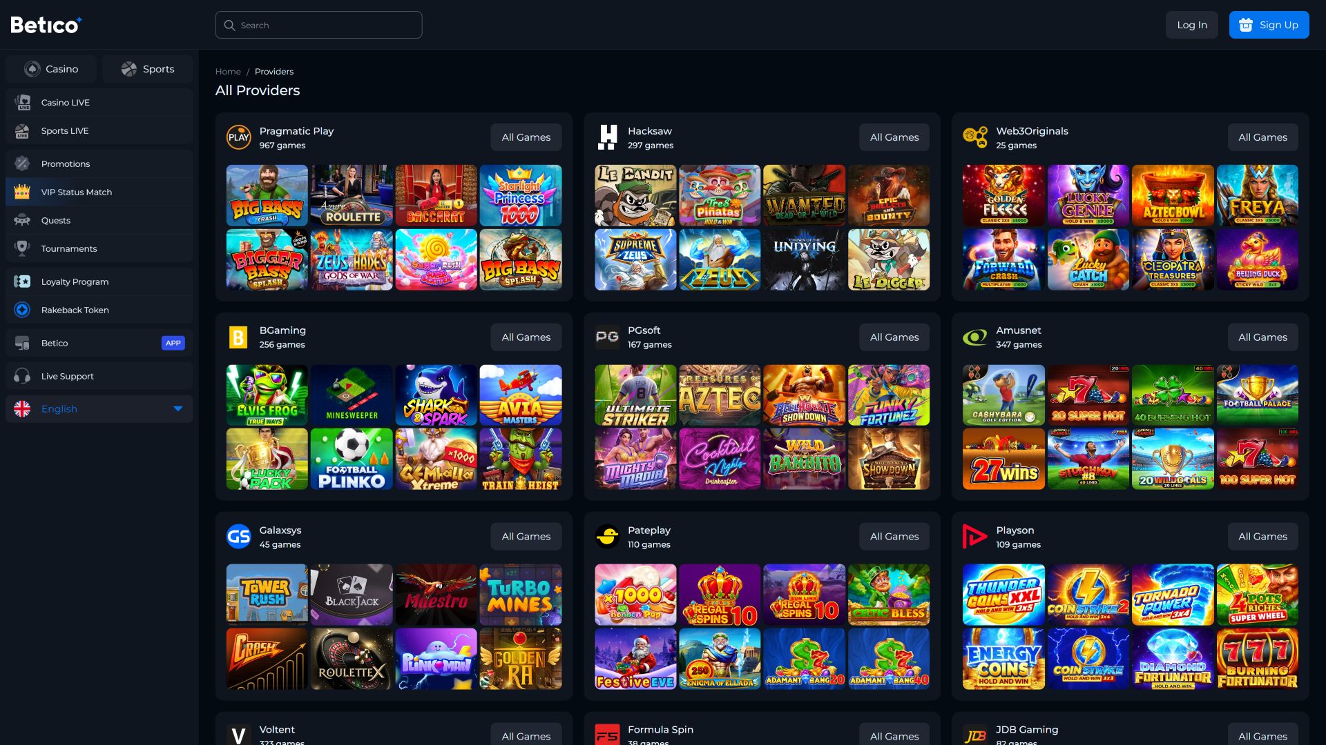 Betico Casino Desktop Game Developers