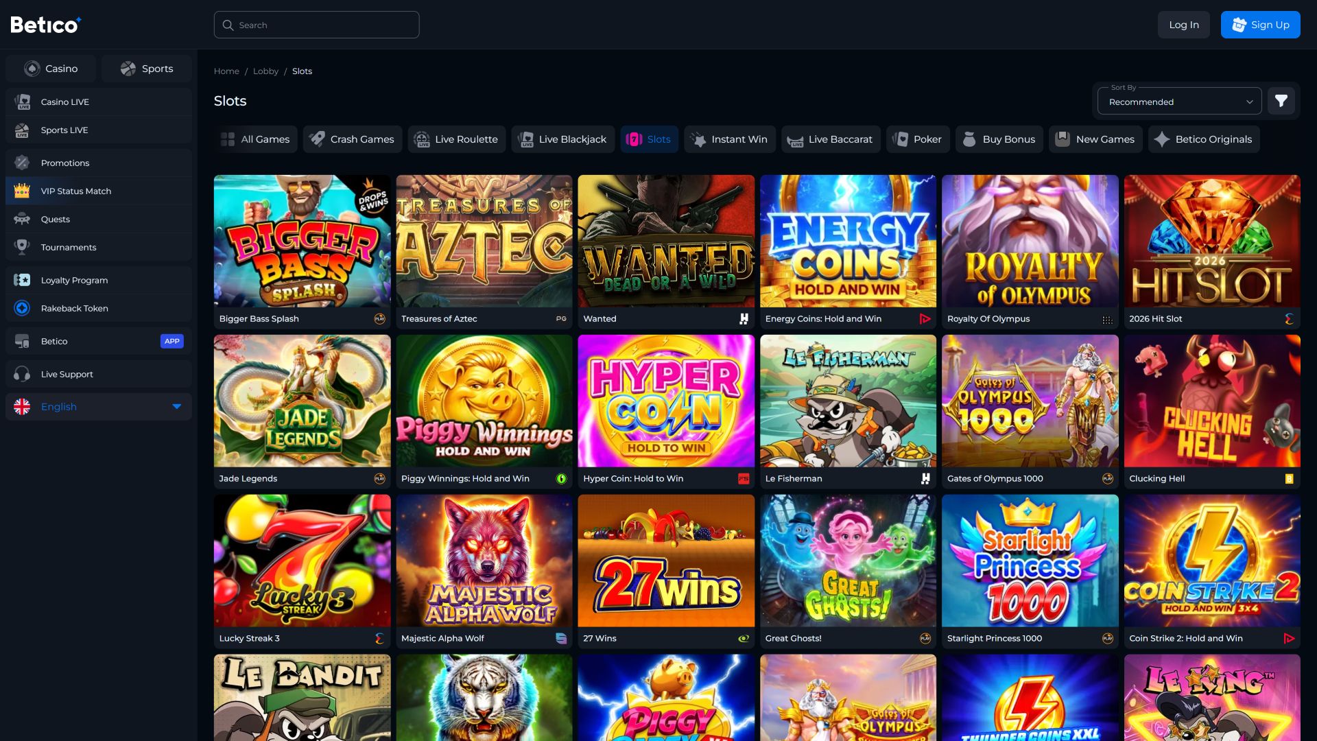 Betico Casino Desktop Games