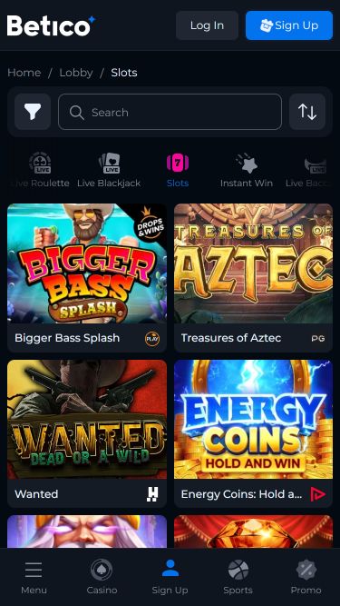 Betico Casino Mobile Games