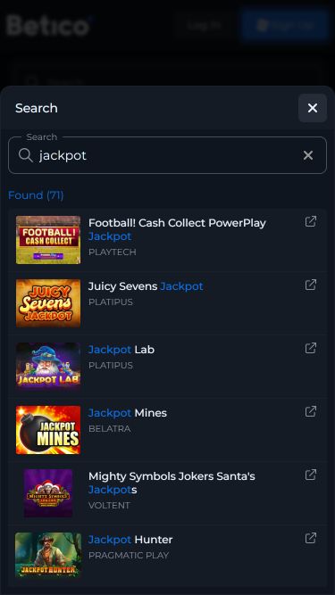Betico Casino Mobile Jackpot