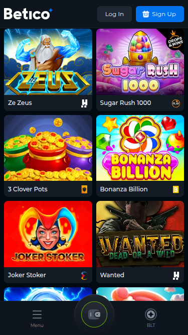 Jeux mobiles de Betico Casino