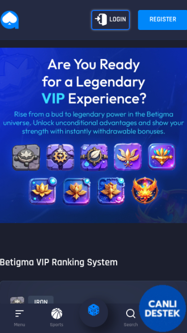 VIP-Screenshot von Betigma Casino für Mobilgeräte