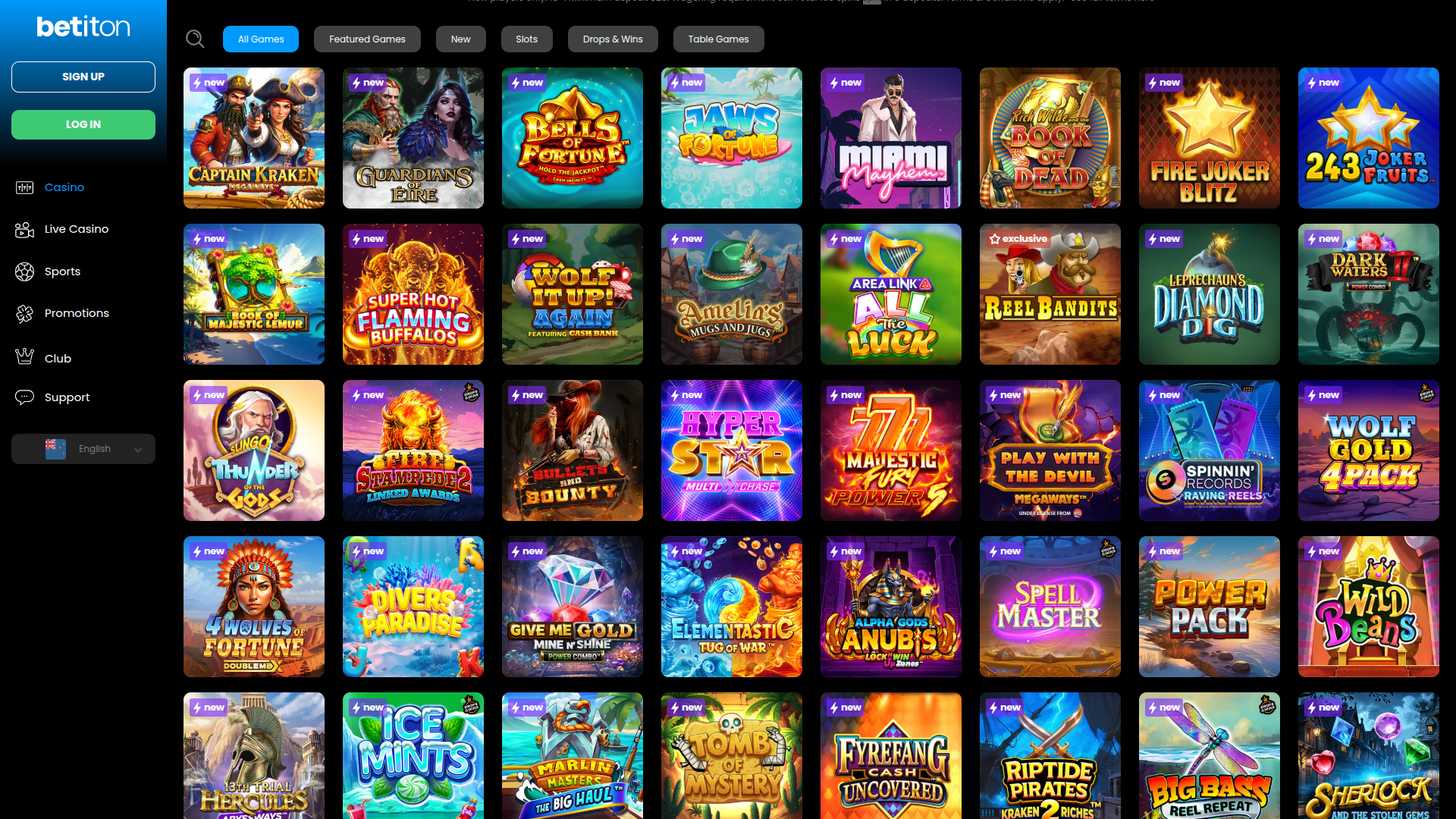 Jeux sur ordinateur de Betiton Casino