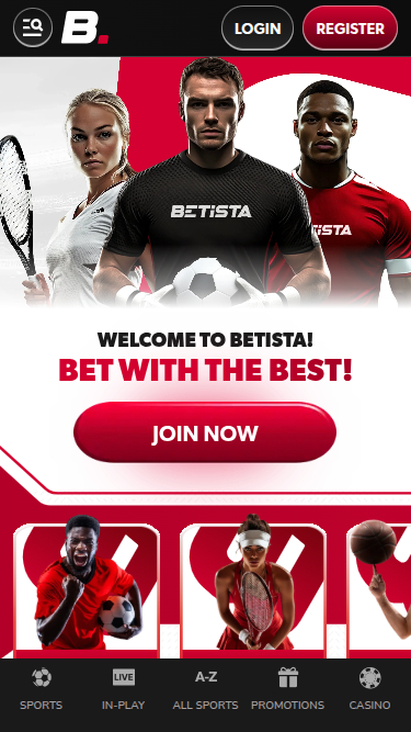 Página de inicio móvil de Betista Casino