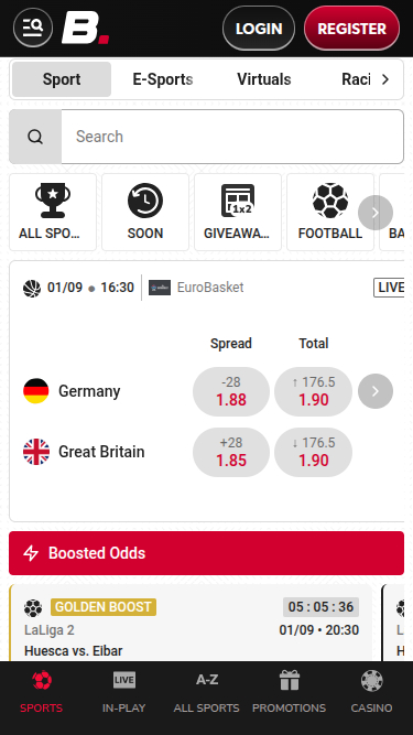 Deportes móviles de Betista Casino