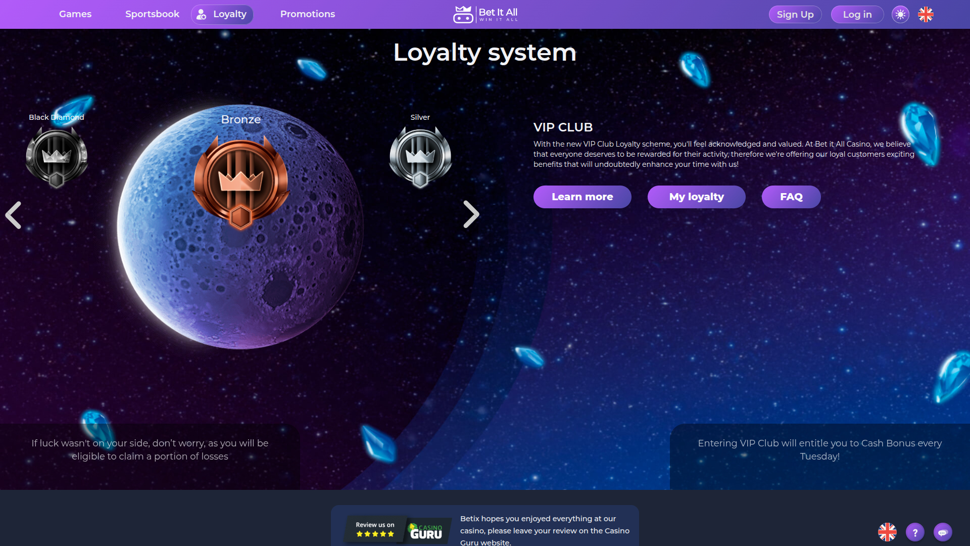 Programme VIP de bureau de Bet It All Casino