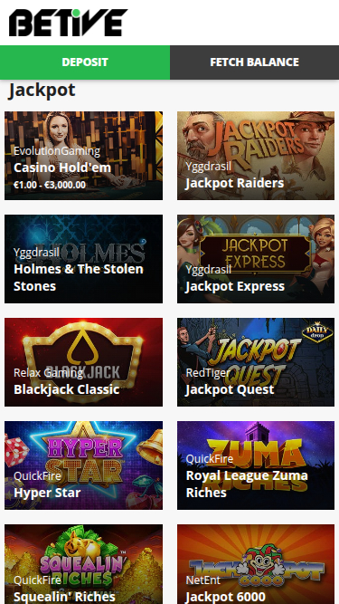 Beitve Casino mobiler Jackpot
