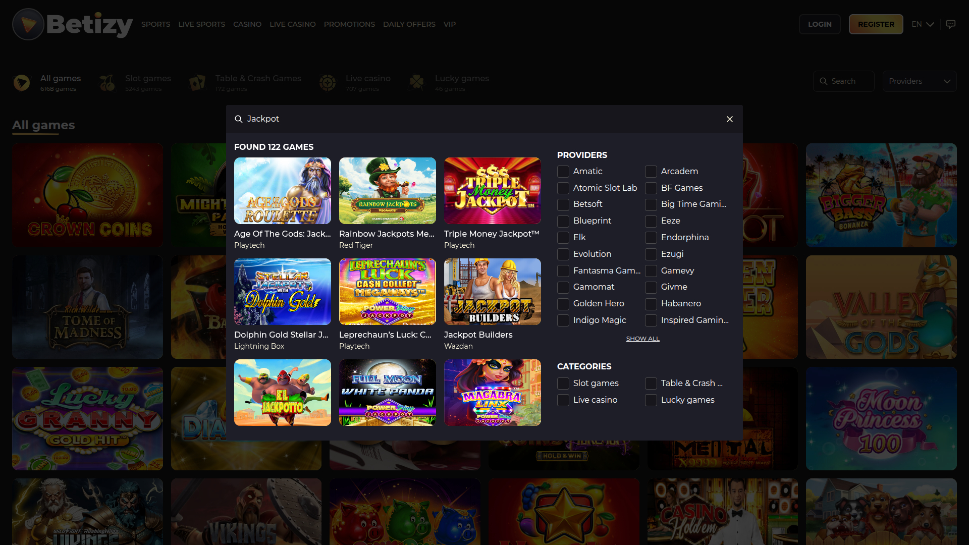 Betizy Casino Desktop Jackpot