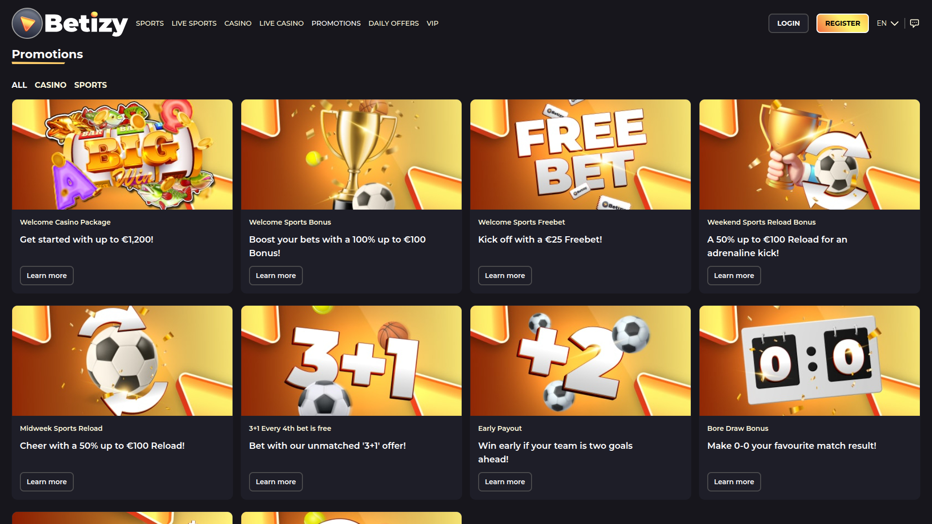 Betizy Casino Desktop Promotions