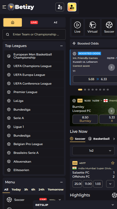 Betizy Casino Mobile Sports