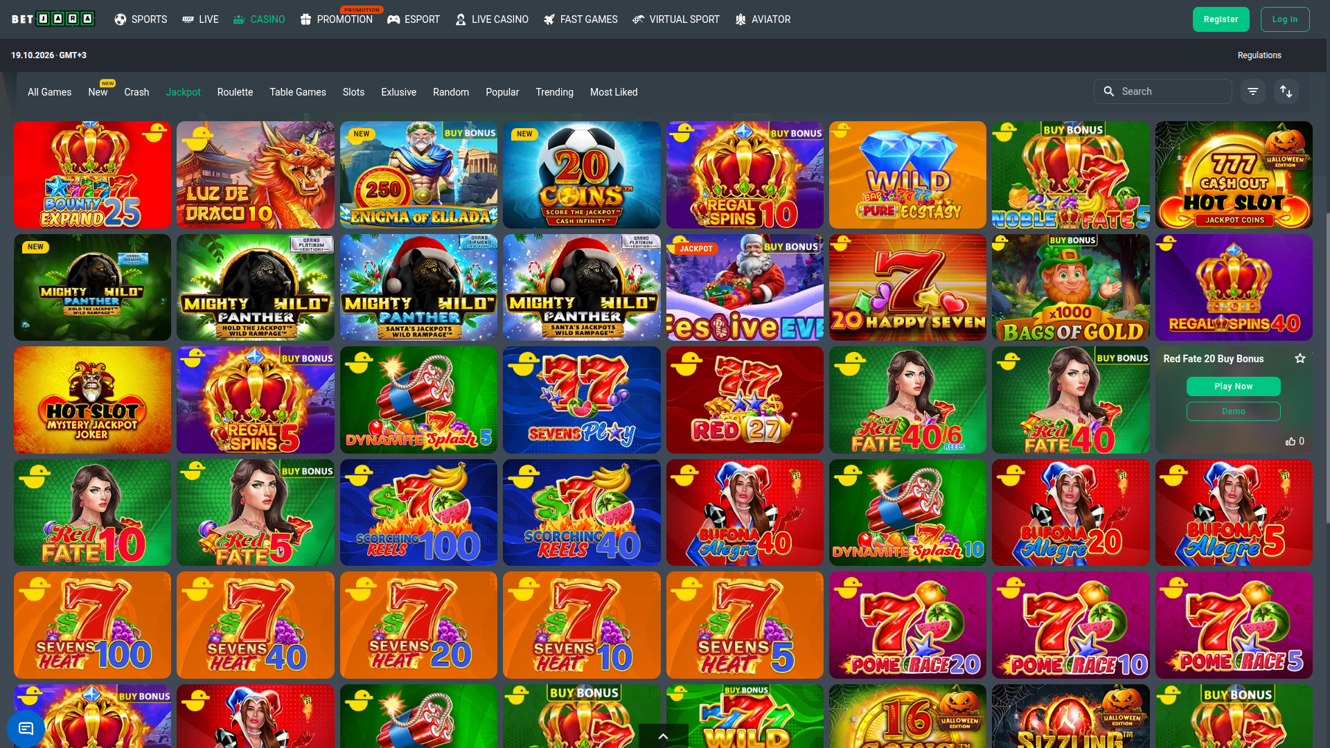 Jackpot de escritorio del casino BetJara