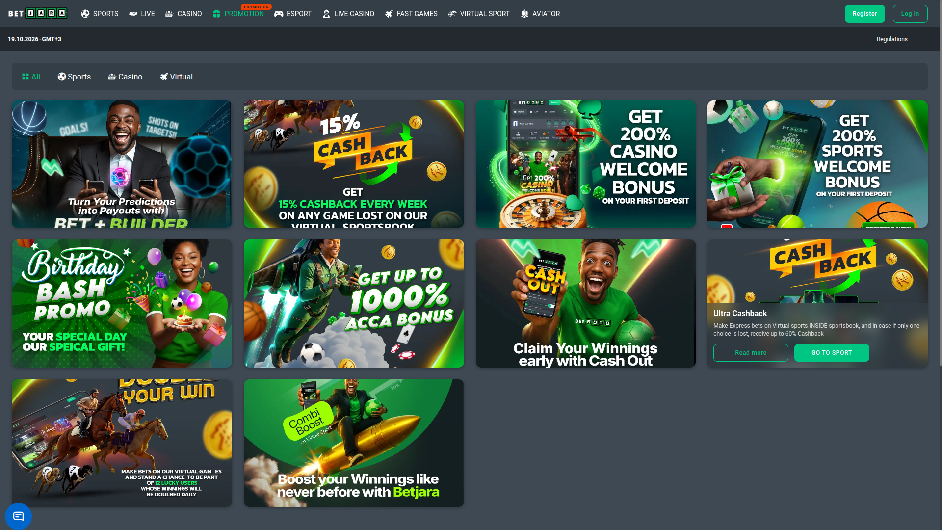 Promociones de escritorio del casino BetJara